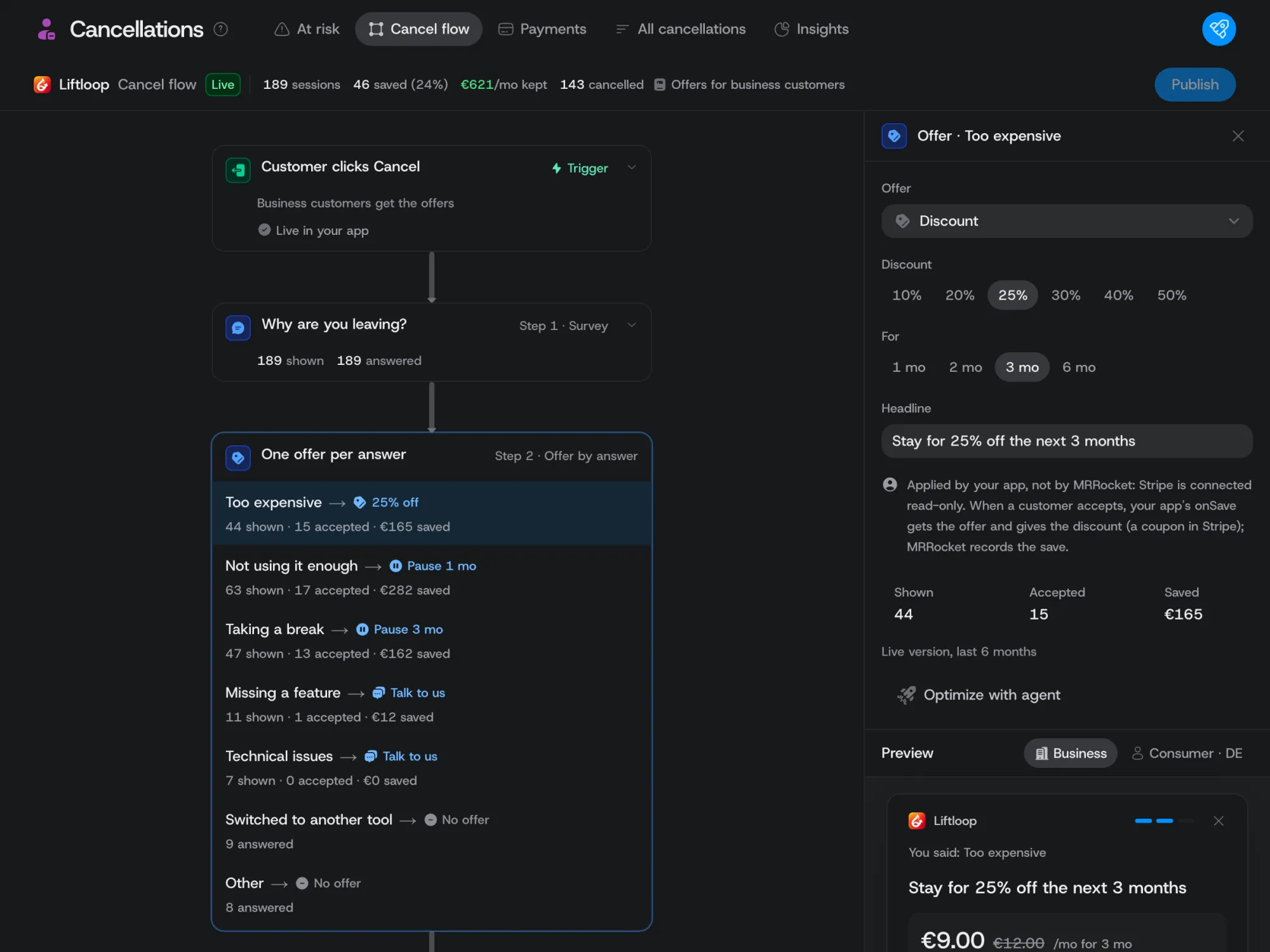 Cancel flow in MRRocket