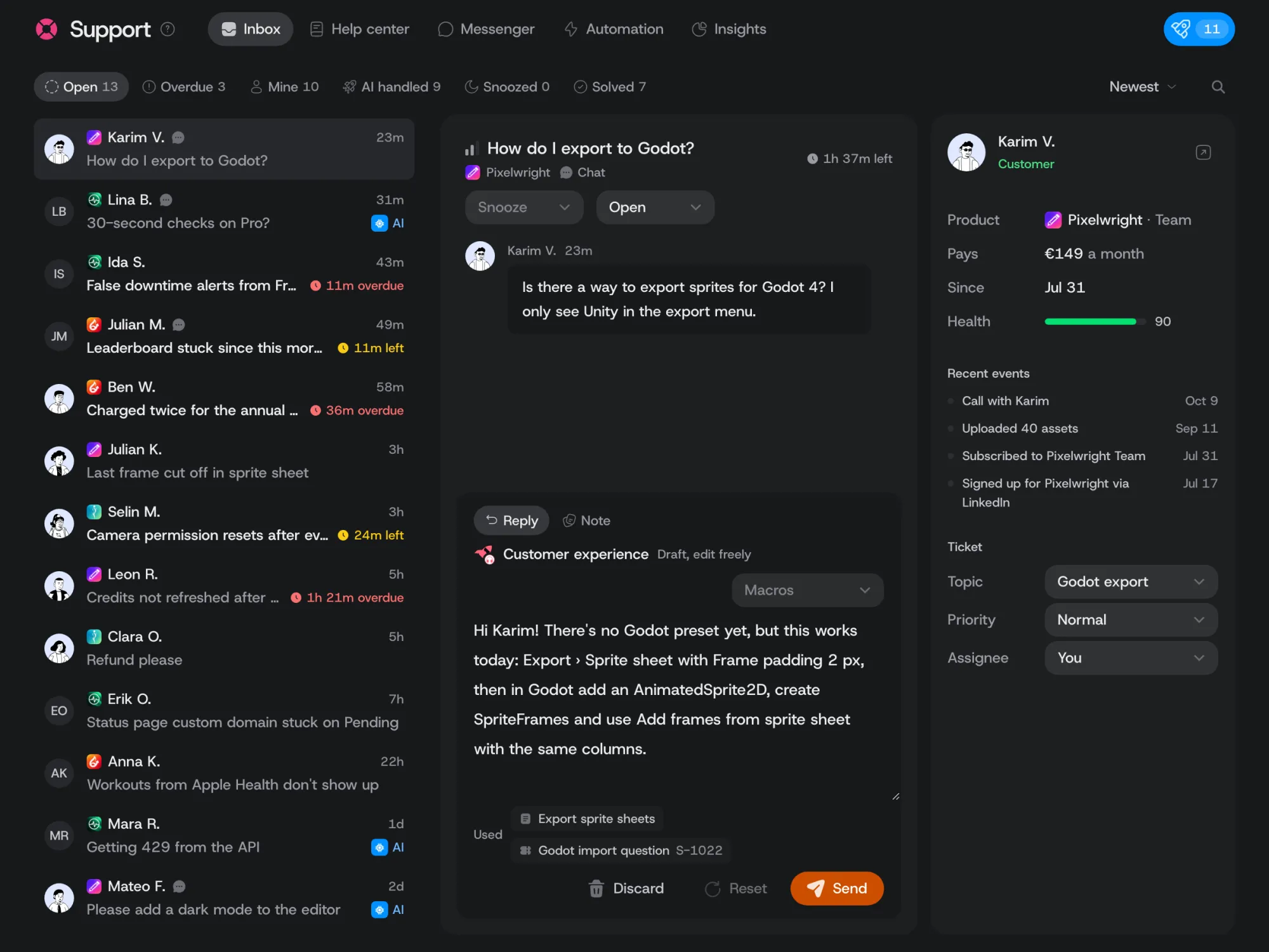 Support in MRRocket